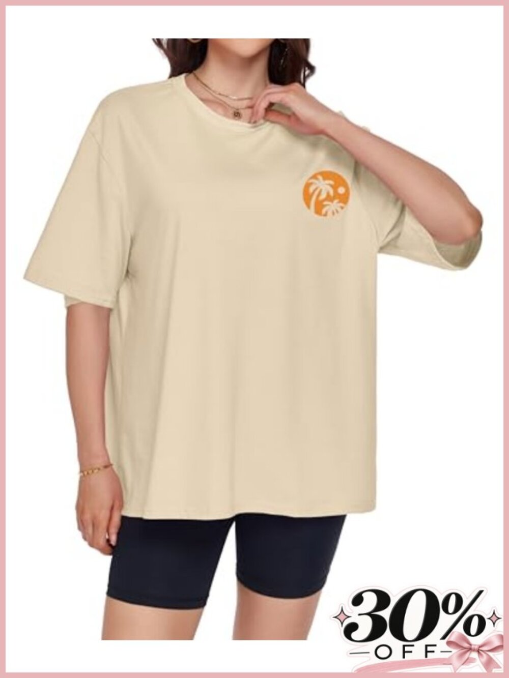 Oversized Graphic T-Shirt for Women Crew Neck Drop Shoulder Casual Summer Top - Picture 4 of 6